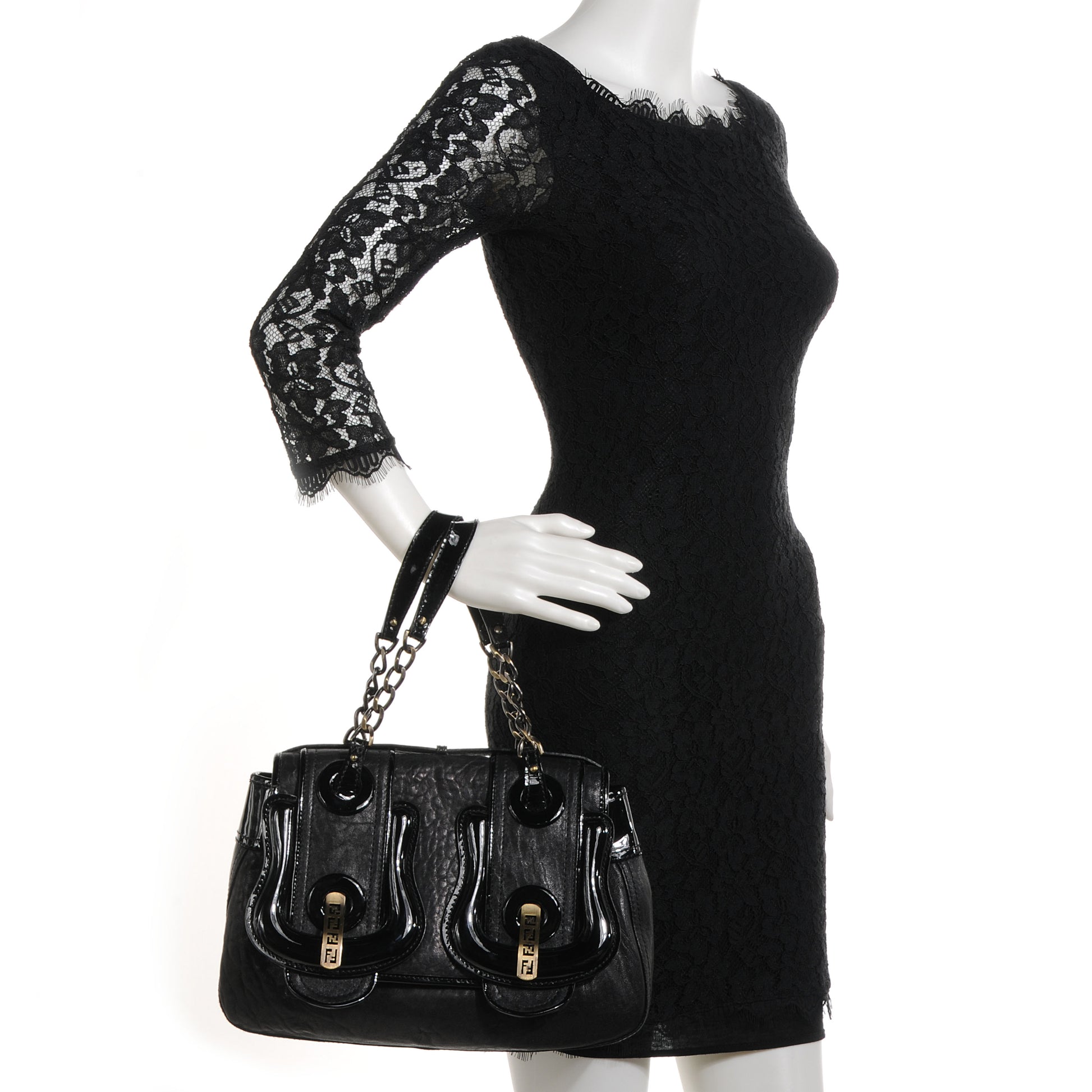 Fendi Nappa Patent B Bag Black 2 of 10