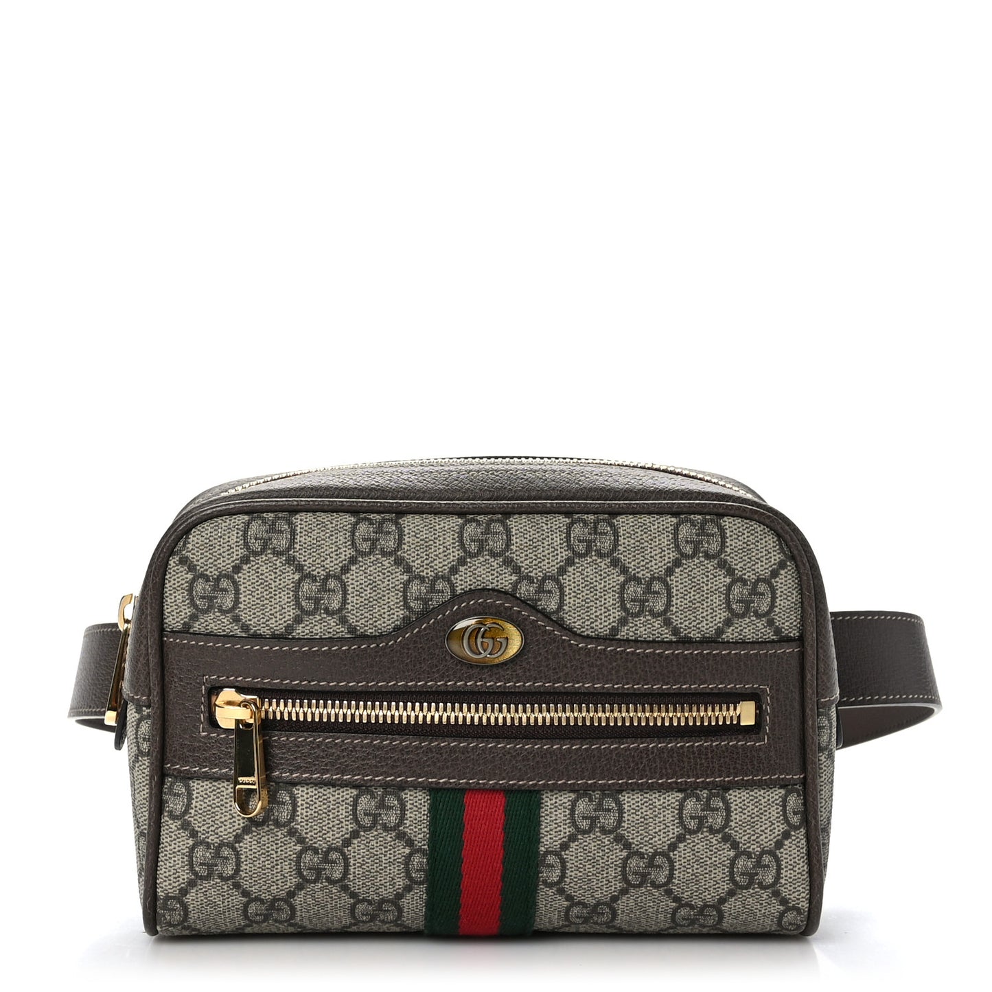 GG Supreme Monogram Web Small Ophidia Belt Bag 75 30 Dark Brown