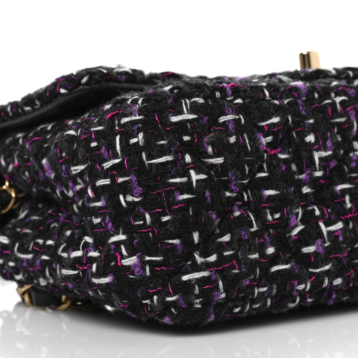 Chanel Tweed Quilted Mini Rectangular Flap Blue Purple Khaki Pink 8 of 9