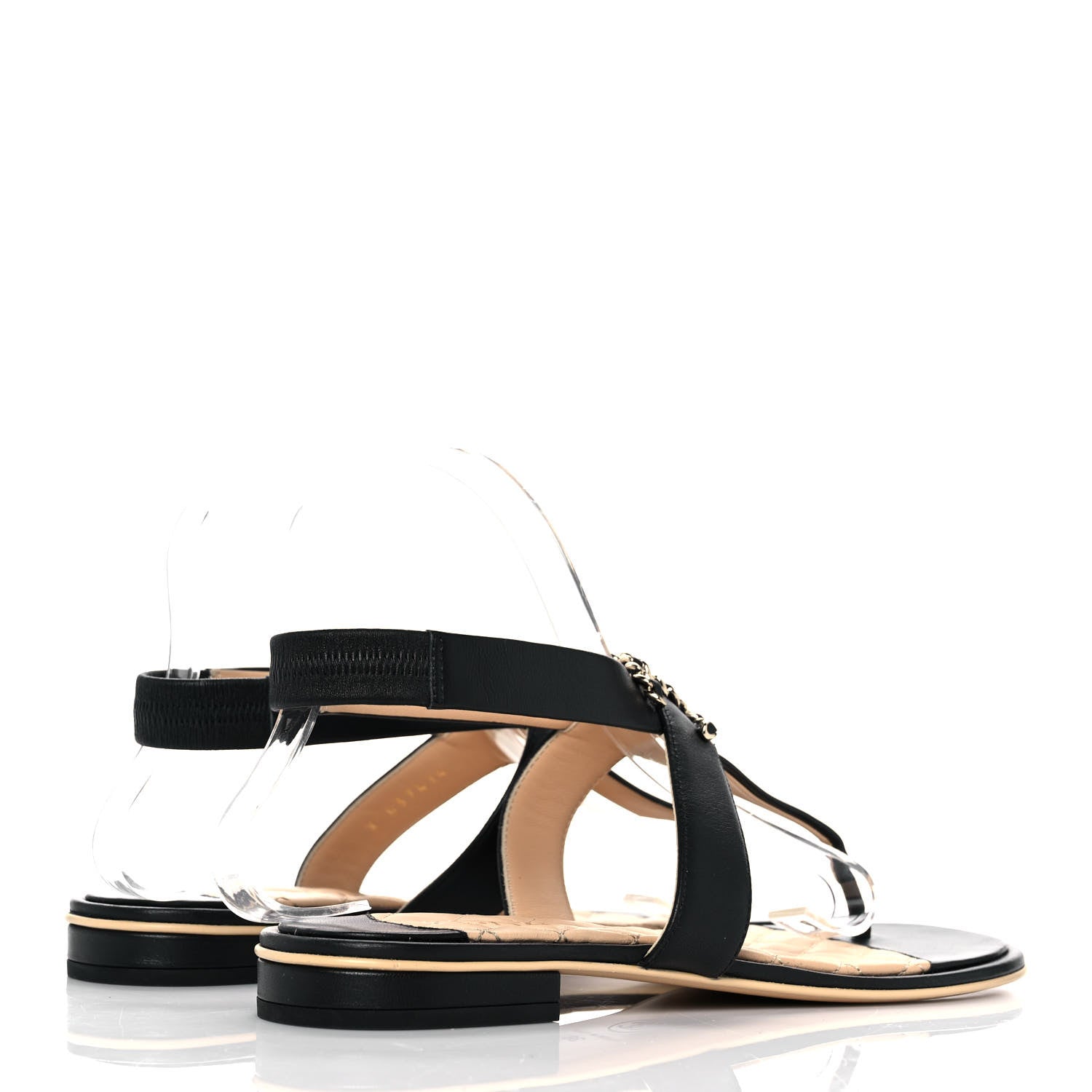 Chanel Lambskin Chain CC Thong Sandals 38 Black 4 of 8
