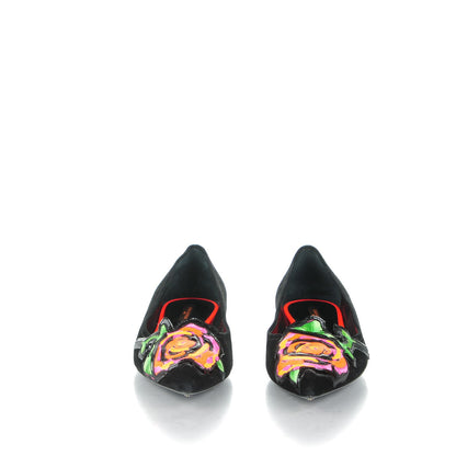 Louis Vuitton Suede Graffiti Rose Ballet Flats 39 Black 2 of 8
