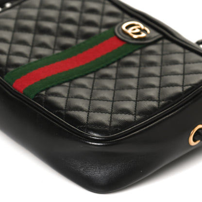 Gucci Calfskin Trapuntata Web Mini GG Shoulder Bag Black 11 of 12