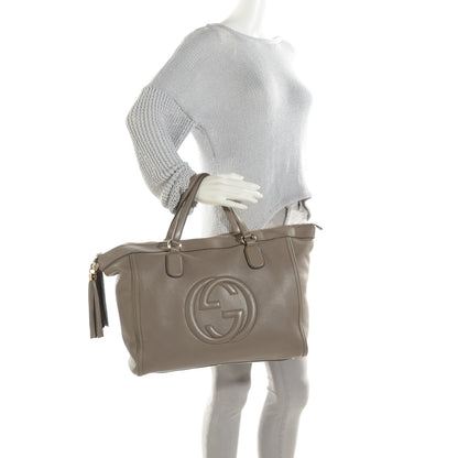 Gucci Pebbled Calfskin Large Soho Top Handle Bag Taupe 2 of 7