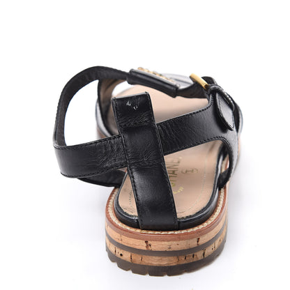 Chanel Calfskin Cork CC Sandals 39.5 Black 11 of 11