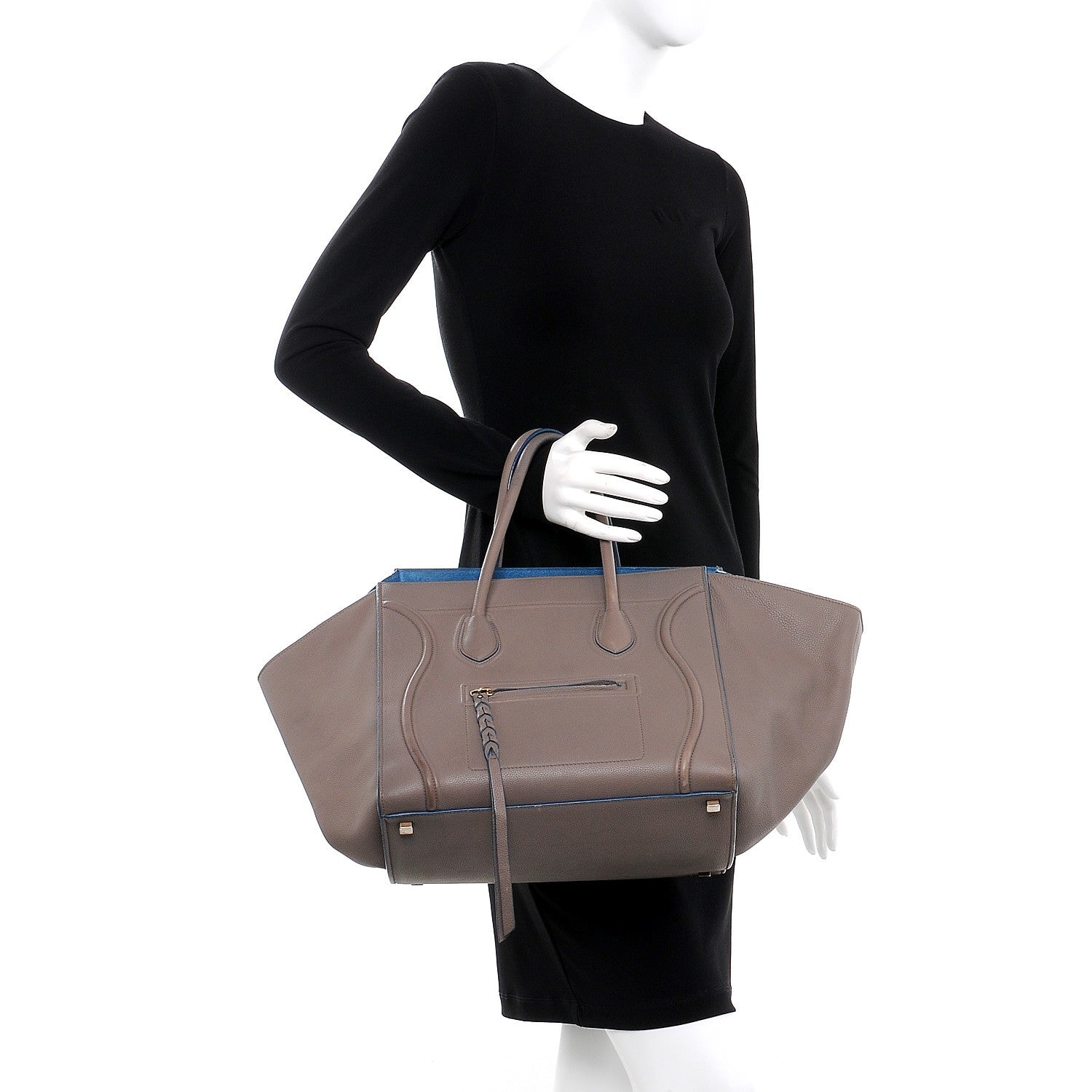 Celine Baby Grained Calfskin Medium Phantom Luggage Taupe 2 of 25