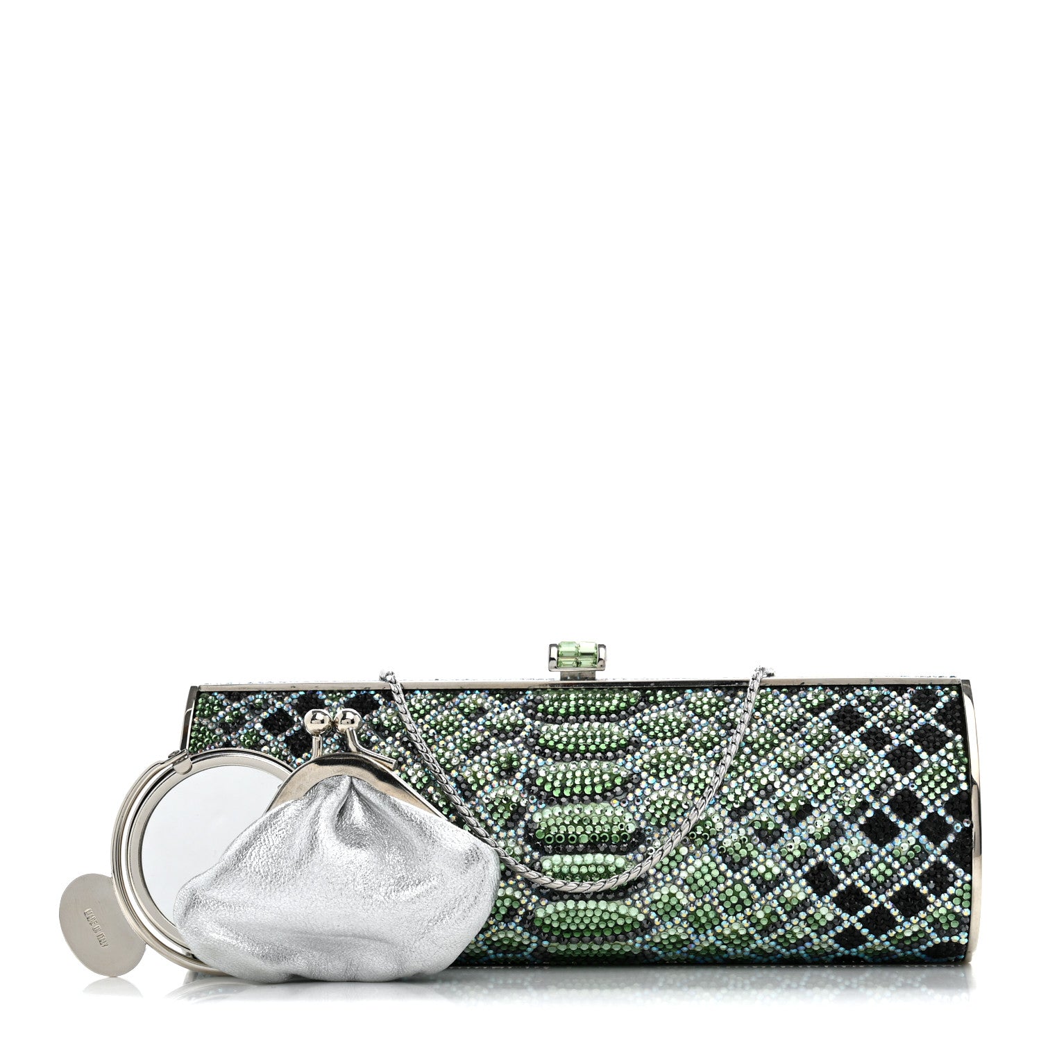 Judith Leiber Swarovski Crystal Scales Minaudiere Clutch Blue Multicolor 3 of 13