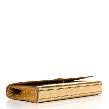 Saint Laurent Metallic Textured Calfskin Classic Monogram Cassandre Clutch Gold 4 of 9