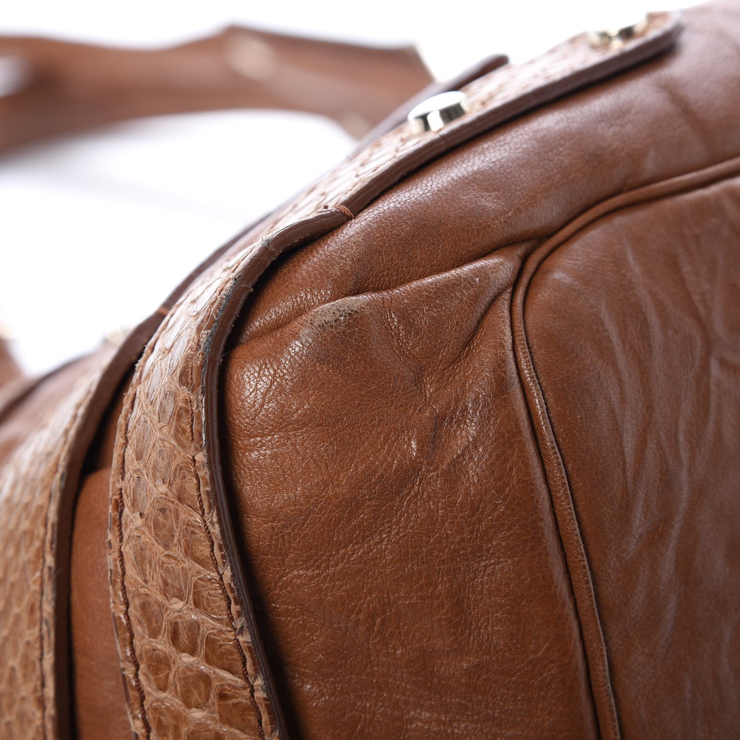 Jimmy Choo Calfskin Snakeskin Bree Biker Shoulder Bag Tan 11 of 13