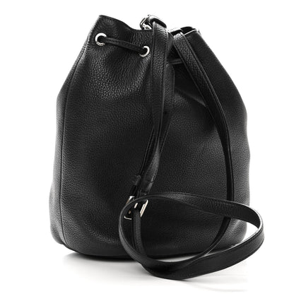 Prada Vitello Daino Drawstring Bucket Black 2 of 10