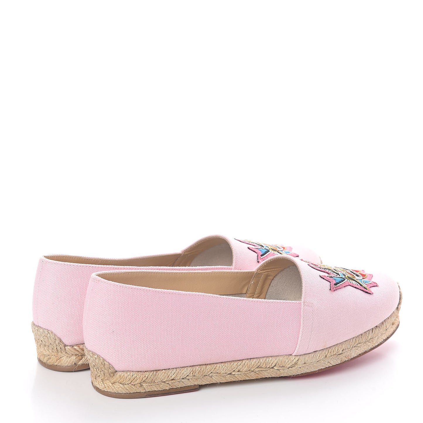 CHRISTIAN LOUBOUTIN Canvas Lougalia Appliqued Cario Loubi Flat Espadrilles 37 Dolly