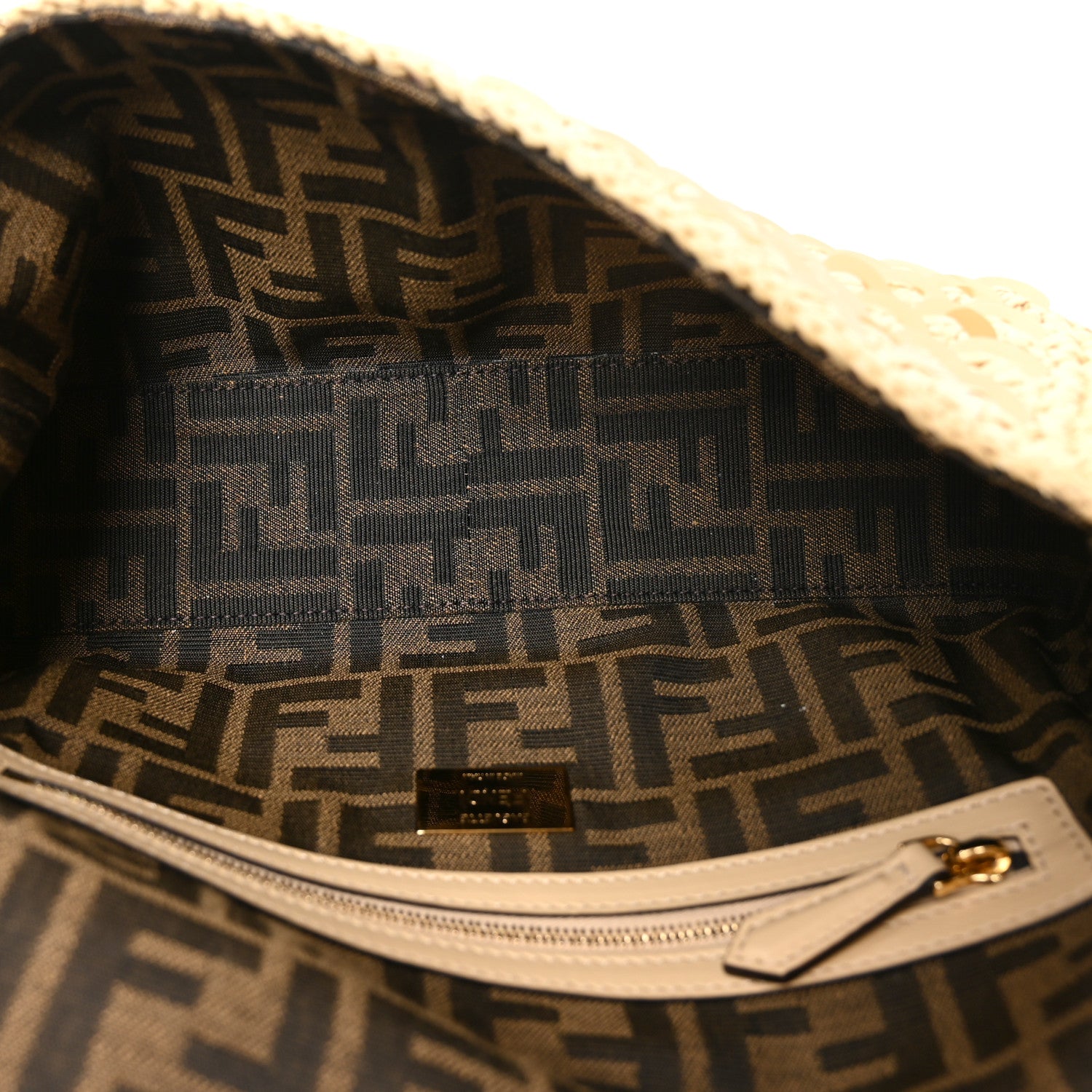 Fendi Sequin Macrame Baguette Beige Gold 5 of 11