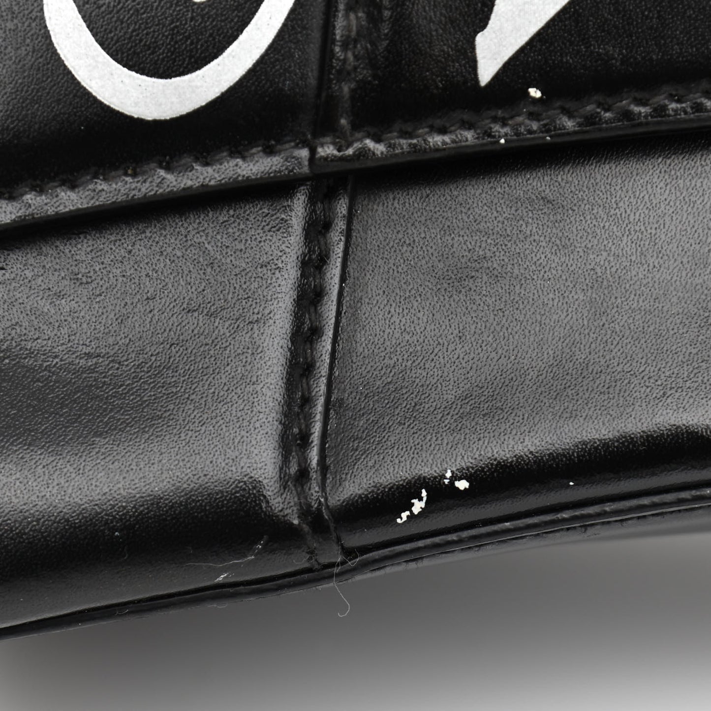 Shiny Box Calfskin Graffiti Logo Small Hourglass Top Handle Bag Black Silver