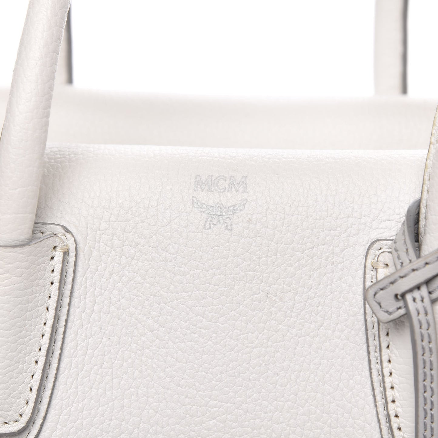 Grained Calfskin Medium Milla Tote White