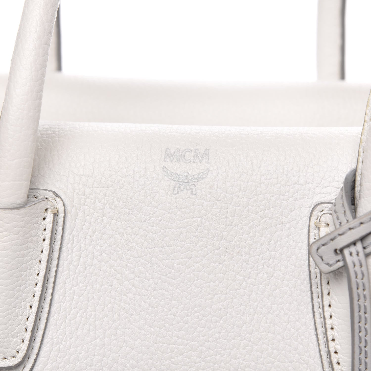 MCM Grained Calfskin Medium Milla Tote White 6 of 17