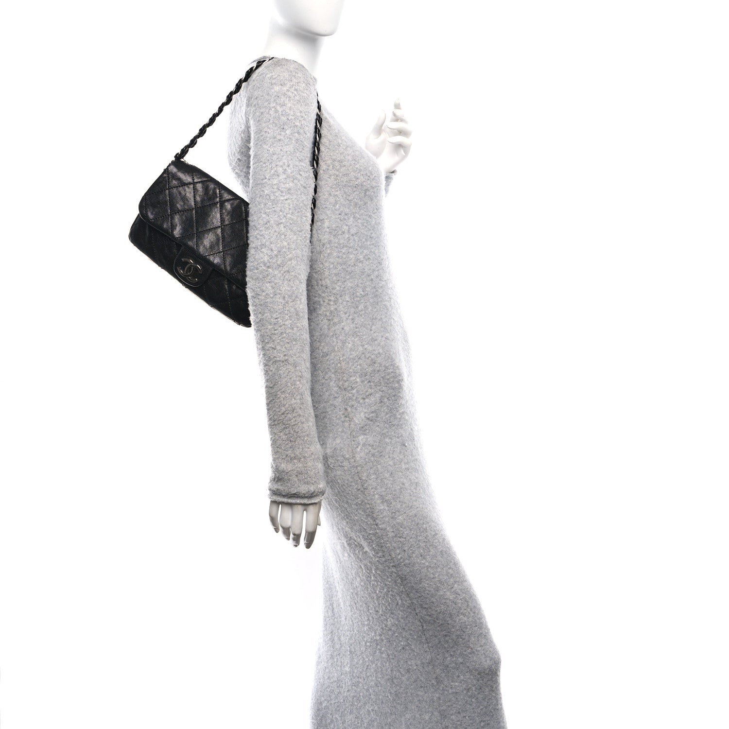 Chanel Glazed Caviar Quilted Medium Modern Chain Flap Black 2 of 11