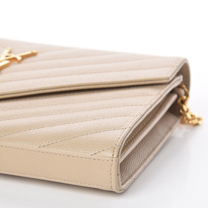 Saint Laurent Grain De Poudre Matelasse Chevron Monogram Chain Wallet Nude Powder 11 of 11