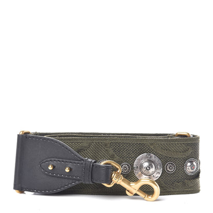 Christian Dior Canvas Embroidered Studded Camouflage Shoulder Strap Vert Multicolor 1 of 5