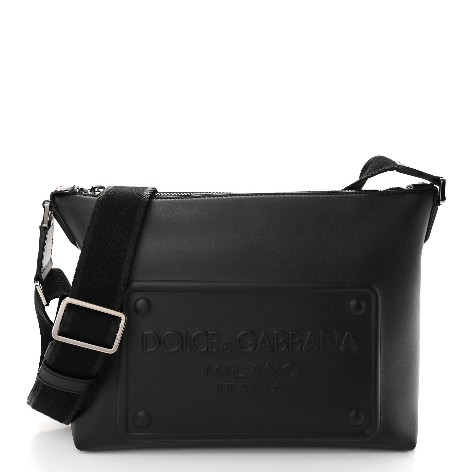 Dolce & Gabbana DOLCE GABBANA Calfskin Embossed DG Logo Shoulder Bag Black 1 of 9