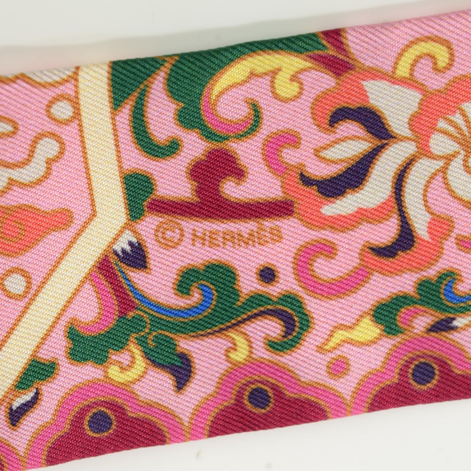 Hermes Silk Collections Imperiales Twilly Beige Rose Vert 6 of 6