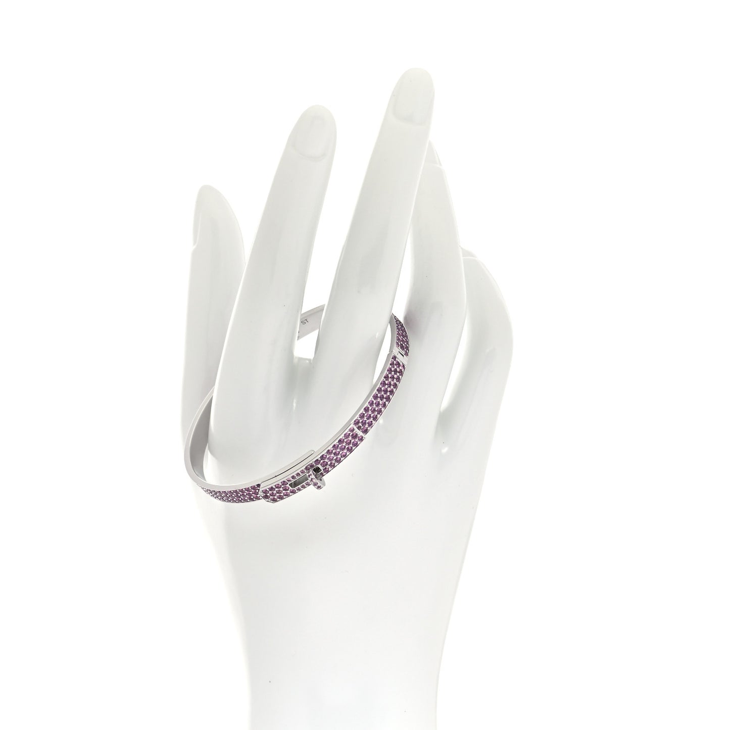 18K White Gold Pink Rhodolite PM Kelly Full Pave Bracelet ST