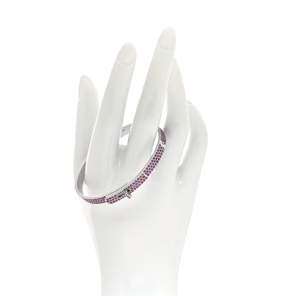 Hermes 18K White Gold Pink Rhodolite PM Kelly Full Pave Bracelet ST 2 of 5