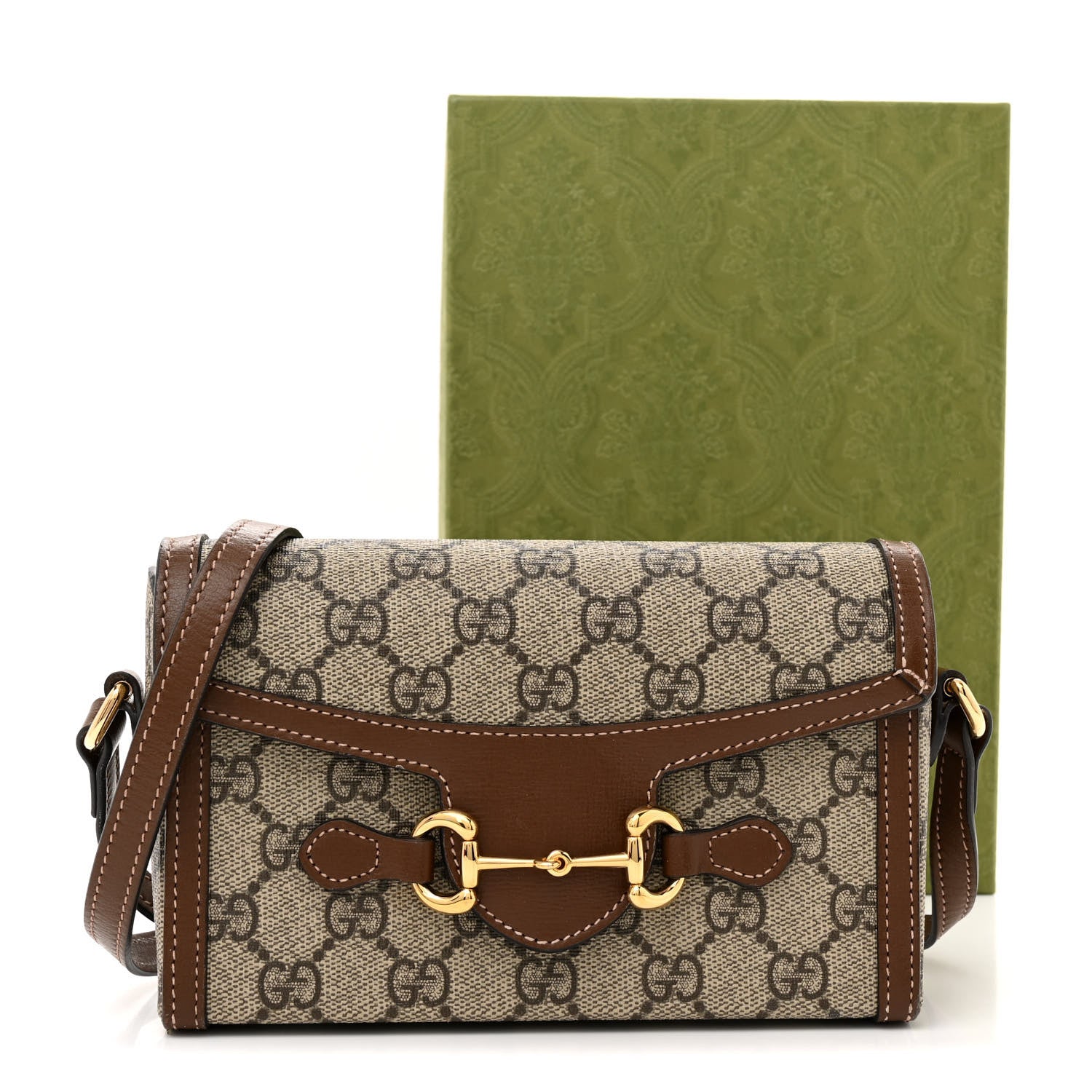 Gucci GG Supreme Monogram Mini Horsebit 1955 Shoulder Bag Beige Brown Sugar 14 of 14