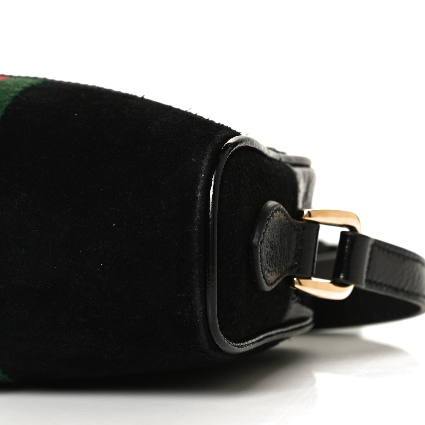 Suede Patent Web Mini Ophidia Shoulder Bag Black