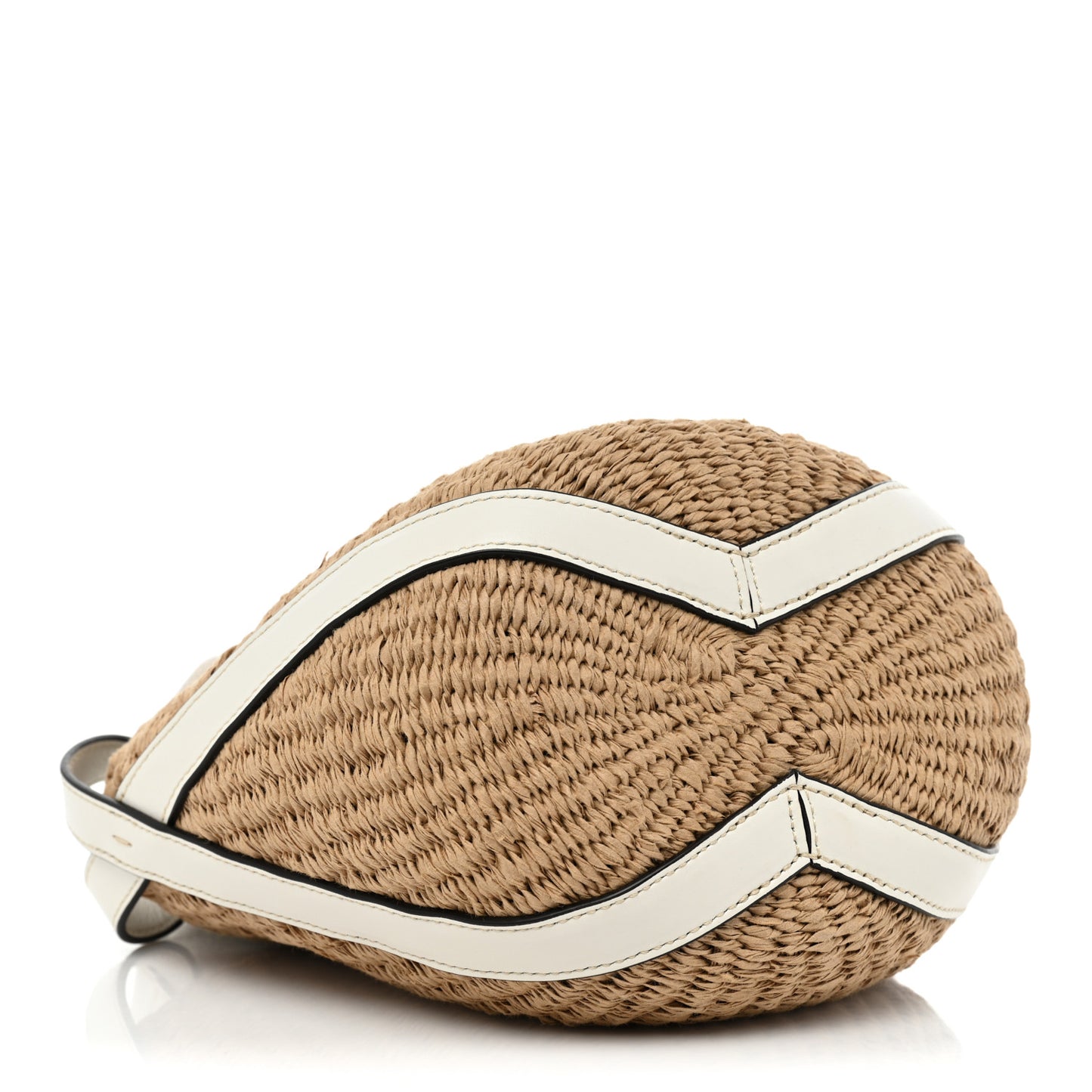 Raffia Calfskin Small Basket White