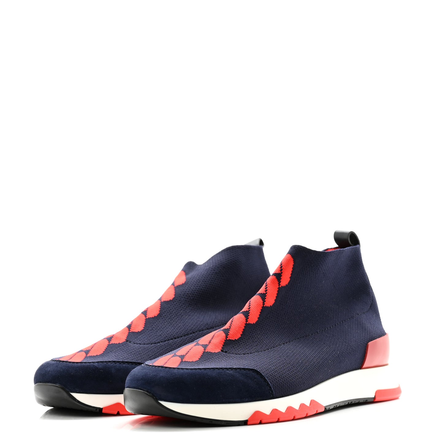 Knit Calfskin Velvet Womens Volo Sneakers 37.5 Bleu Diplomatique