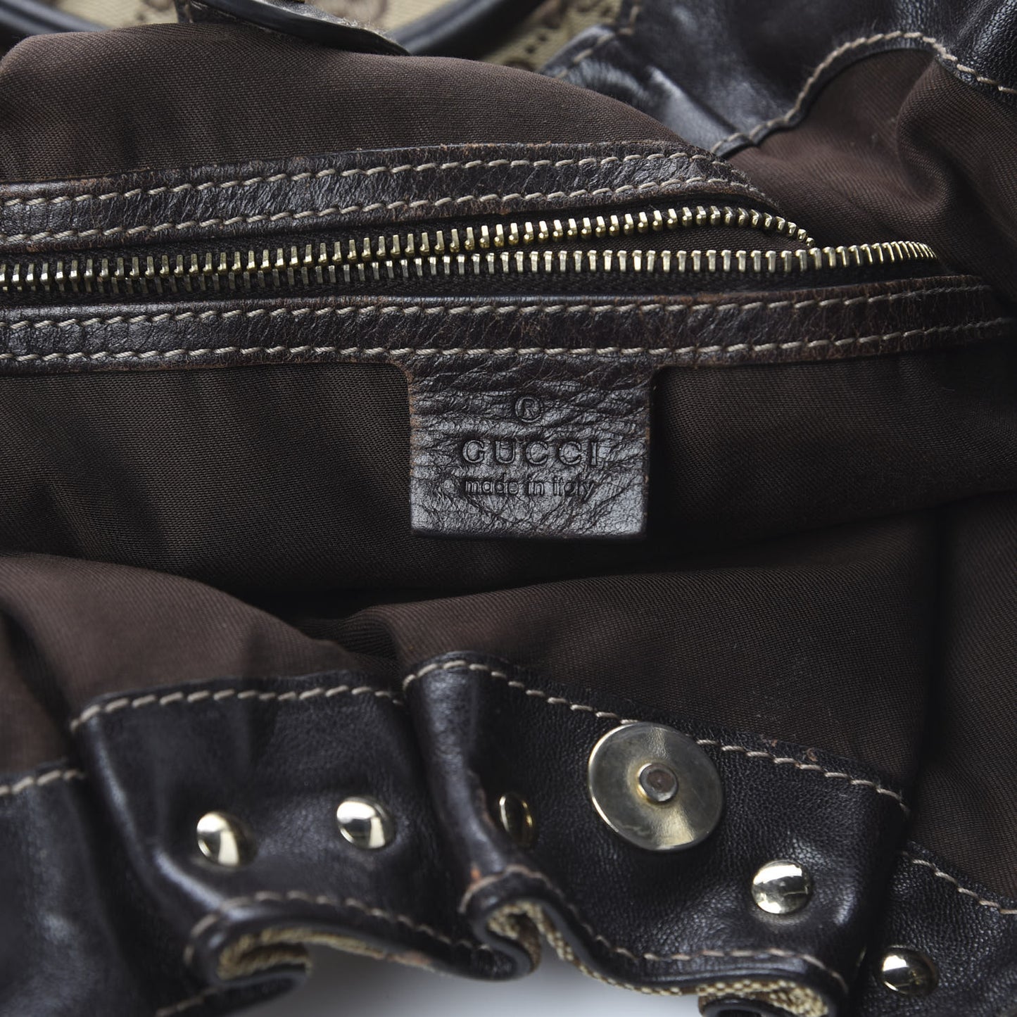 Monogram Studded Pelham Tote Dark Brown