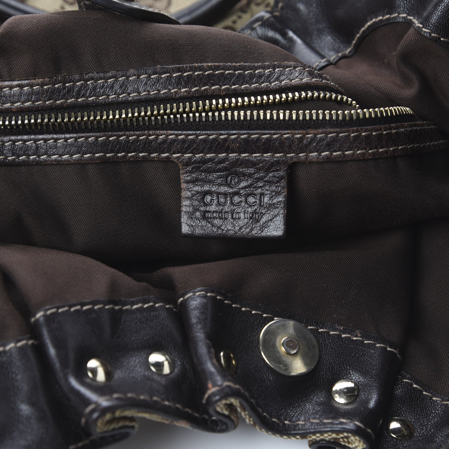 Gucci Monogram Studded Pelham Tote Dark Brown 5 of 10