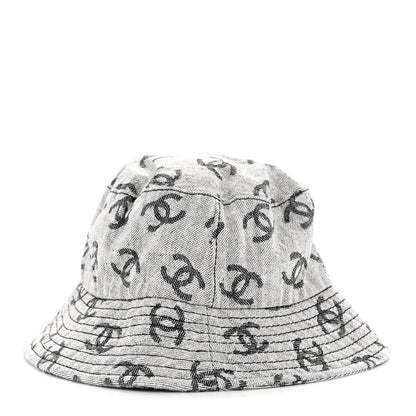 Chanel Denim CC Bucket Hat L White Black 5 of 11