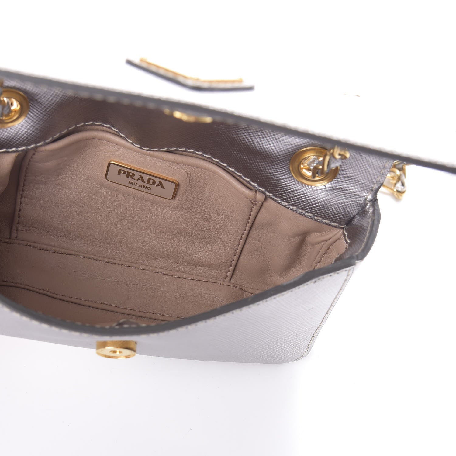Prada Metallic Saffiano Chain Shoulder Bag Silver 5 of 8
