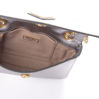 Prada Metallic Saffiano Chain Shoulder Bag Silver 5 of 8