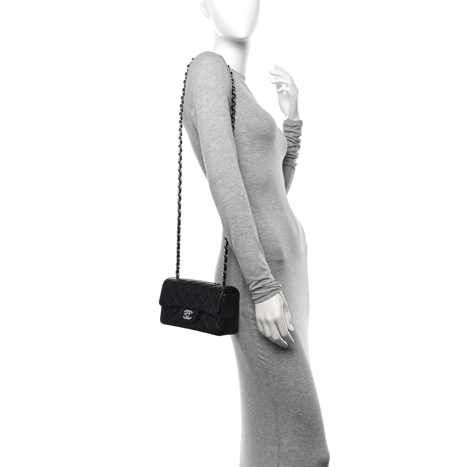 Chanel Lambskin Quilted Mini Rectangular Flap Black 2 of 11
