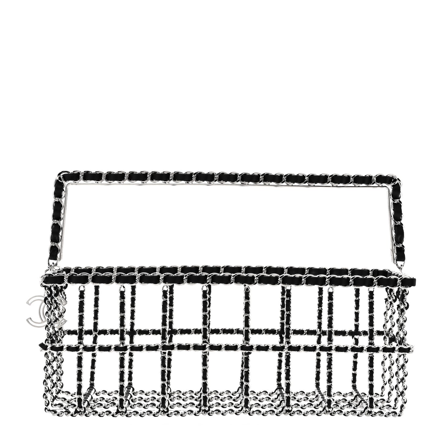 Brass Calfskin Grocery By Chanel Minaudiere Shopping Basket Silver