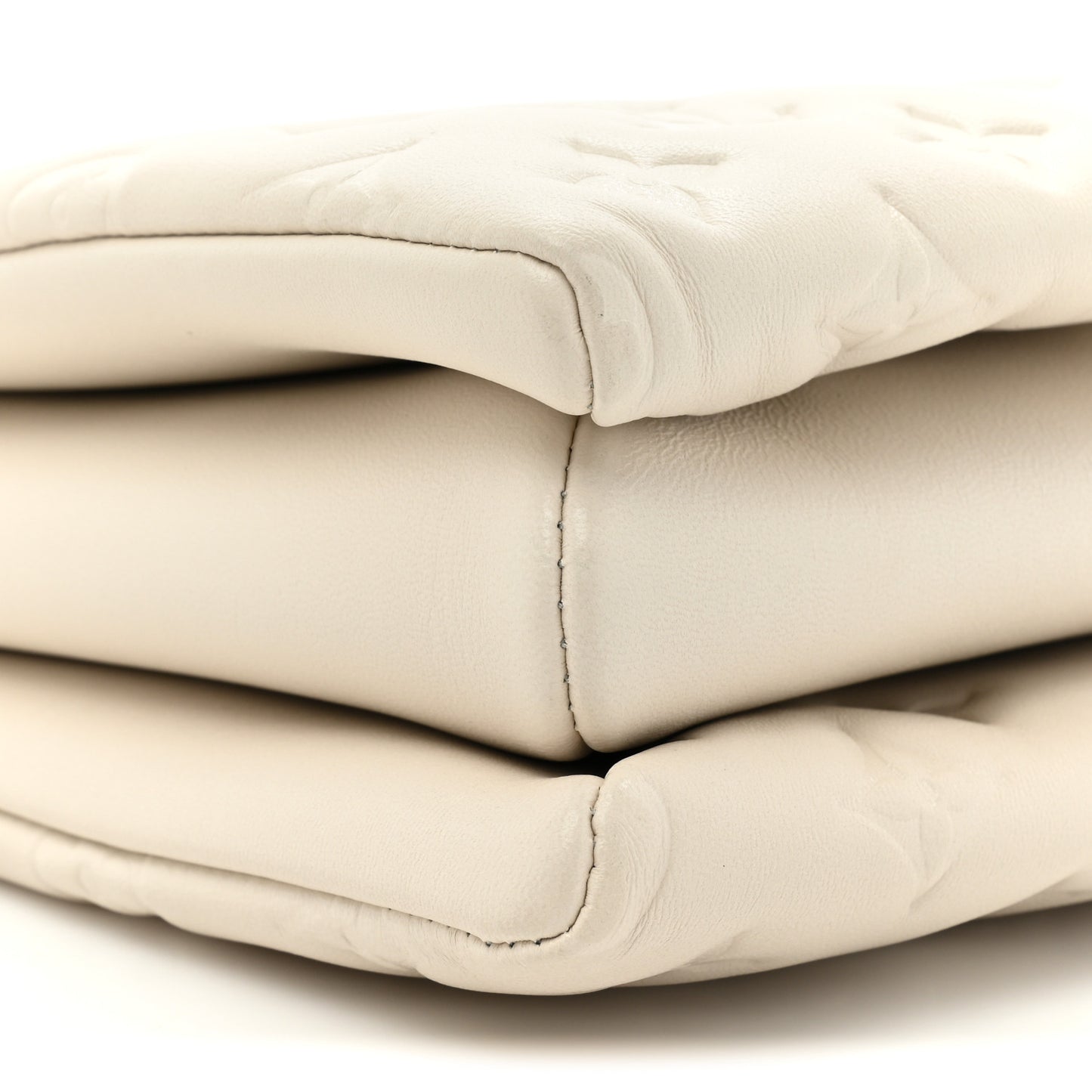 Lambskin Embossed Monogram Coussin PM Cream