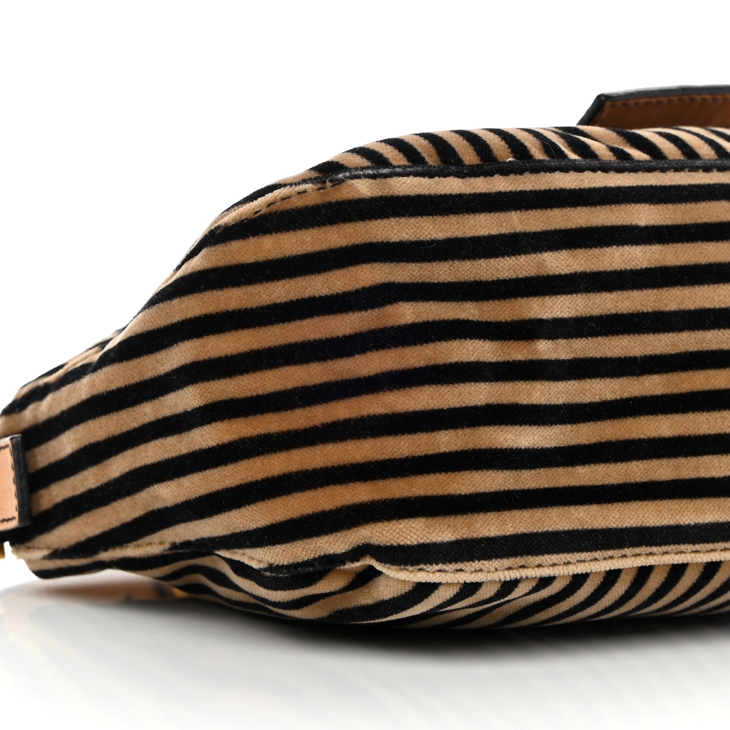 Fendi Velvet Striped Baguette Black Beige 9 of 11