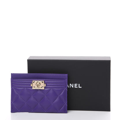 Chanel Lambskin Quilted Boy Card Holder Purple 8 of 8