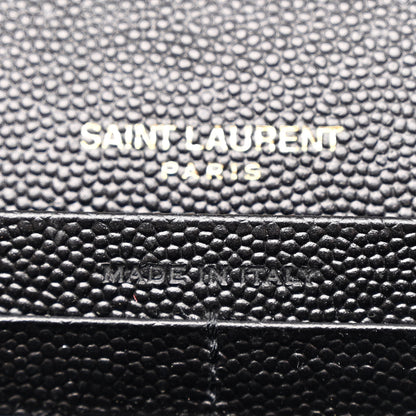 Saint Laurent Grain De Poudre Matelasse Chevron Monogram Chain Wallet Black 6 of 11