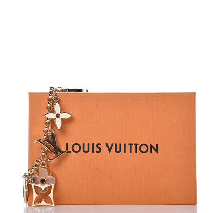 Louis Vuitton Brass Enamel Fleur De Monogram Bag Charm Chain Gold 4 of 4