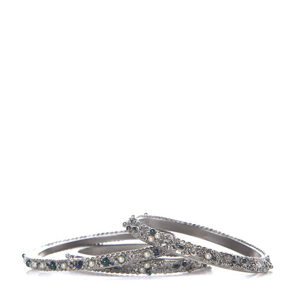 Chanel Ruthenium Pearl Bead Bangle Set of 3 3 of 5