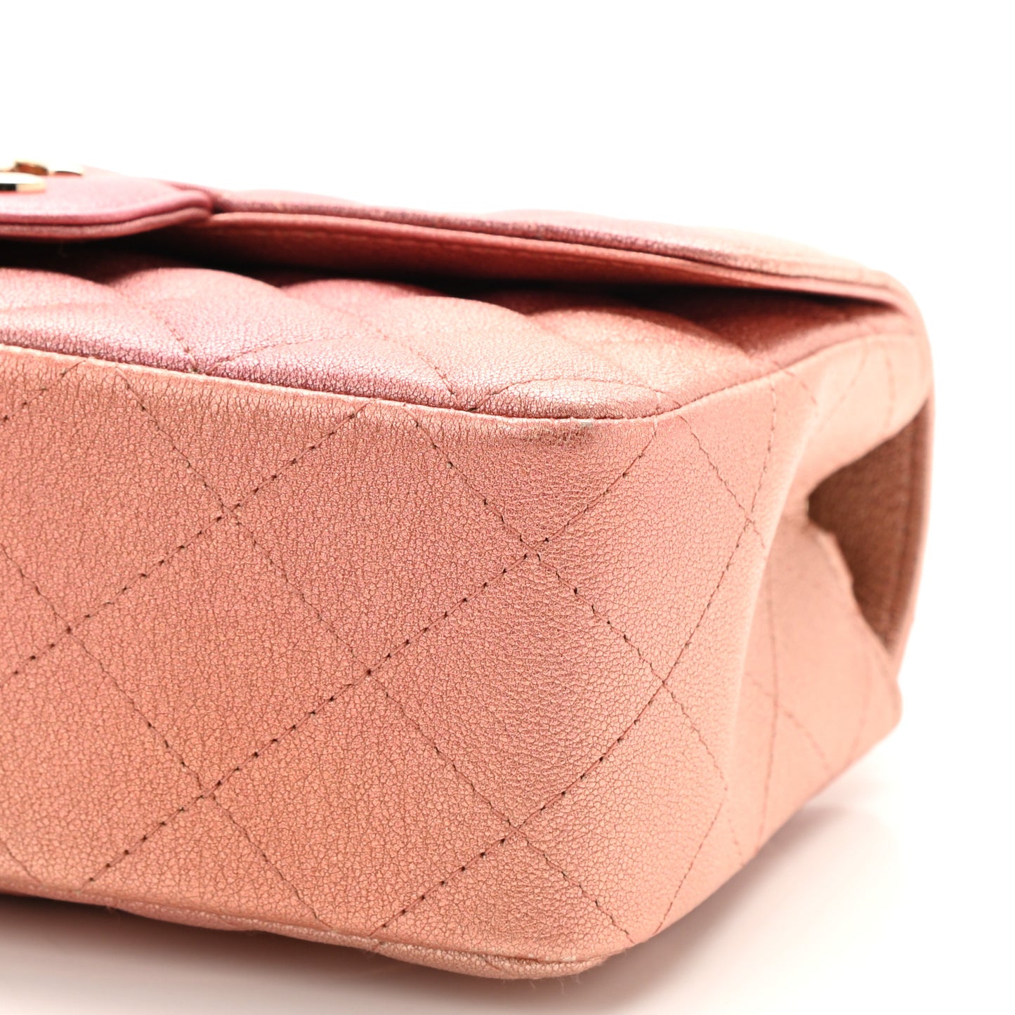 Metallic Lambskin Quilted Ombre Mini Rectangular Flap Pink