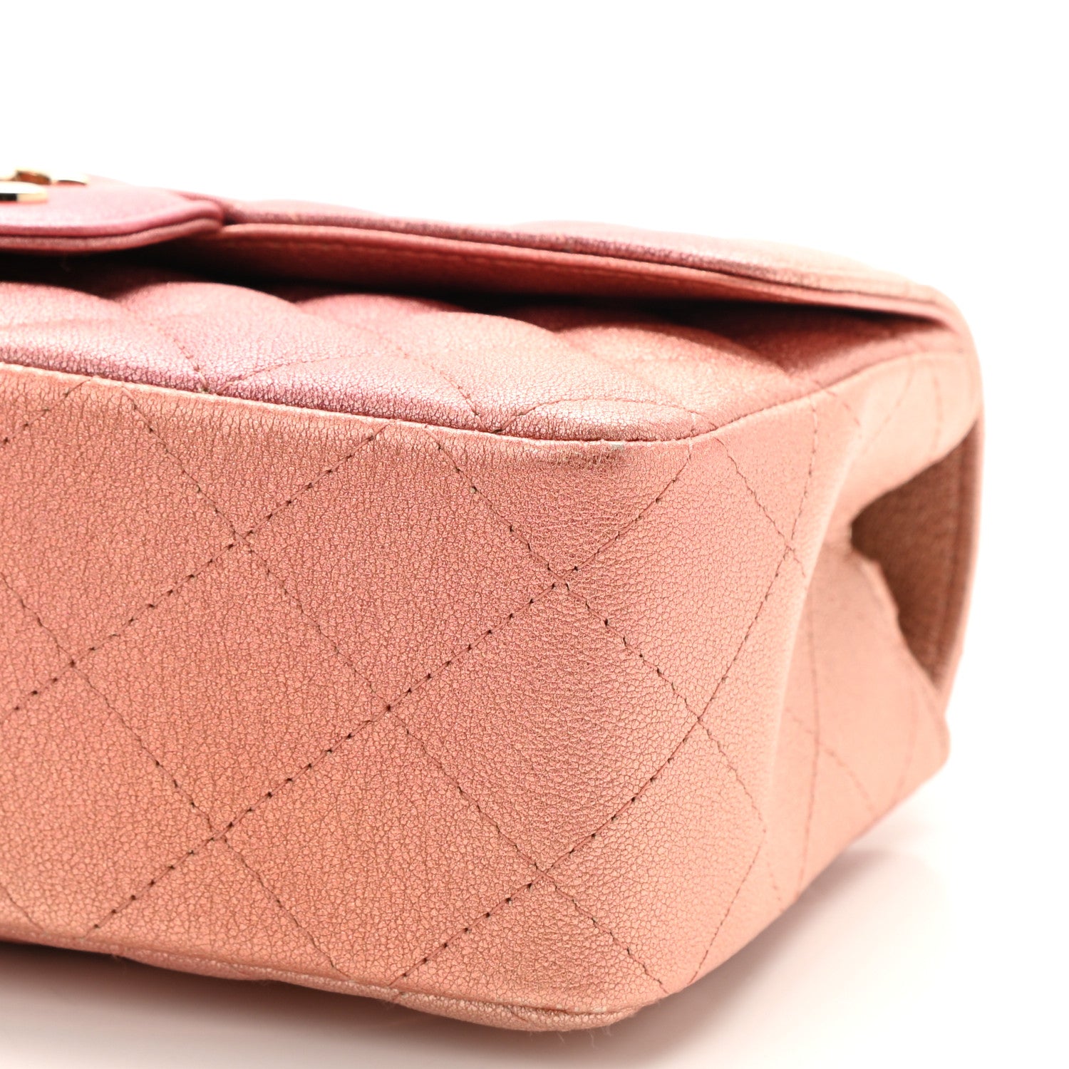 Chanel Metallic Lambskin Quilted Ombre Mini Rectangular Flap Pink 10 of 11