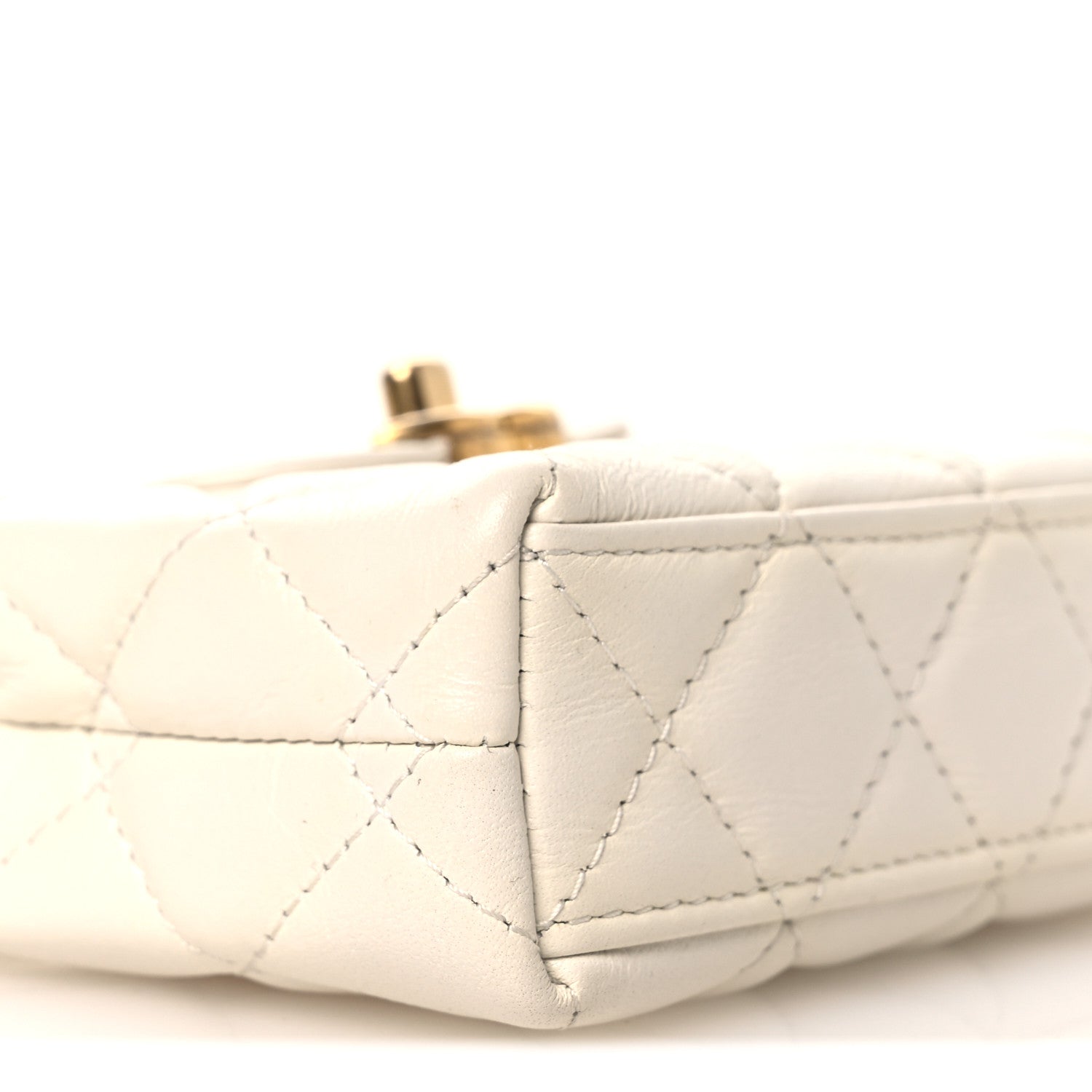 Chanel Shiny Aged Calfskin Quilted Mini Nano Kelly Shopper White 9 of 12