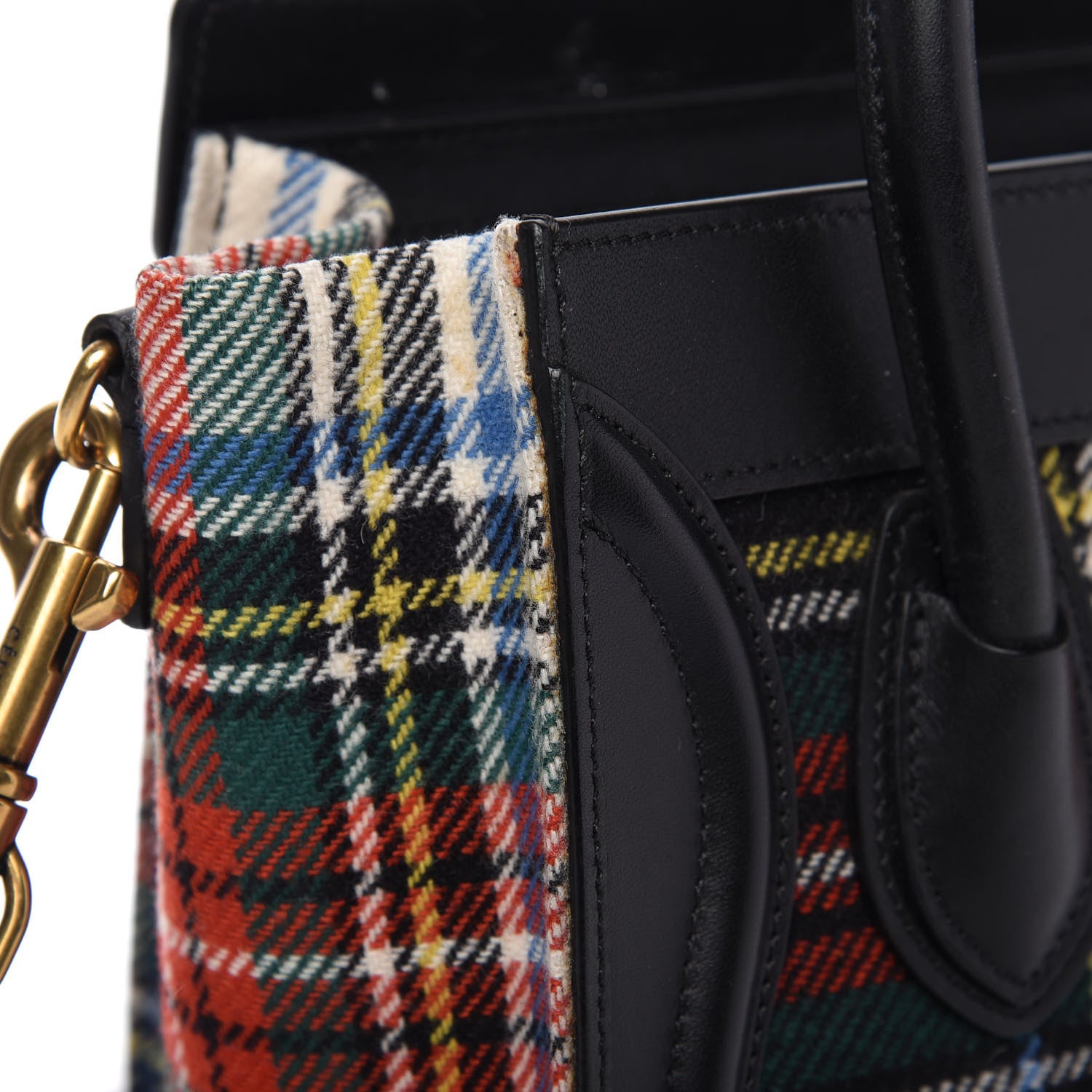 Celine Tartan Calfskin Nano Luggage Red Black 12 of 13