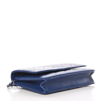 Chanel Lambskin Quilted Wallet On Chain WOC Dark Blue 4 of 11