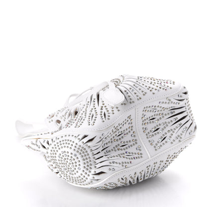 Alaia Calfskin Lux Laser Cut Studded Rose-Marie 19 Bag White 4 of 8