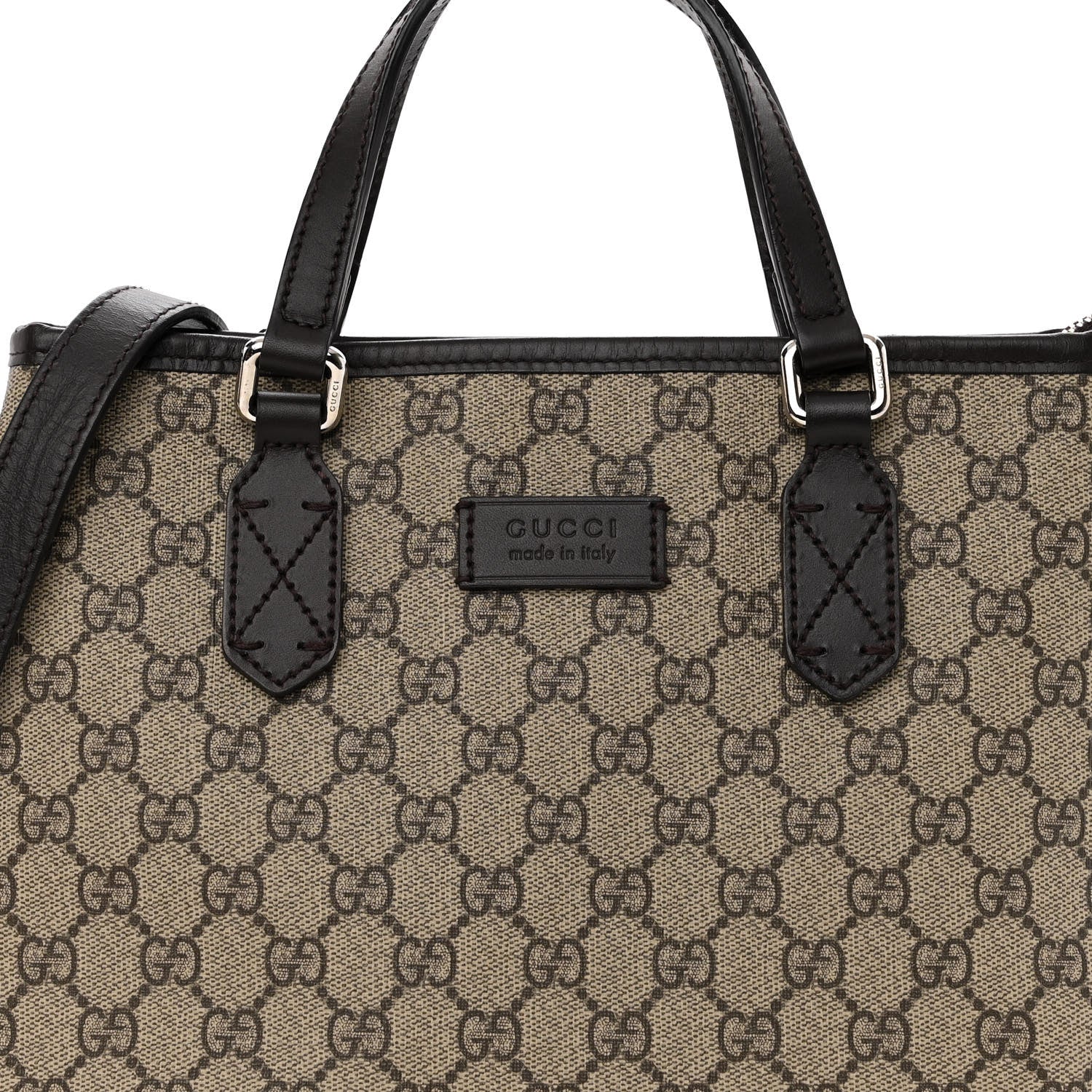 Gucci GG Supreme Monogram Small Zippered Tote Dark Brown 7 of 10