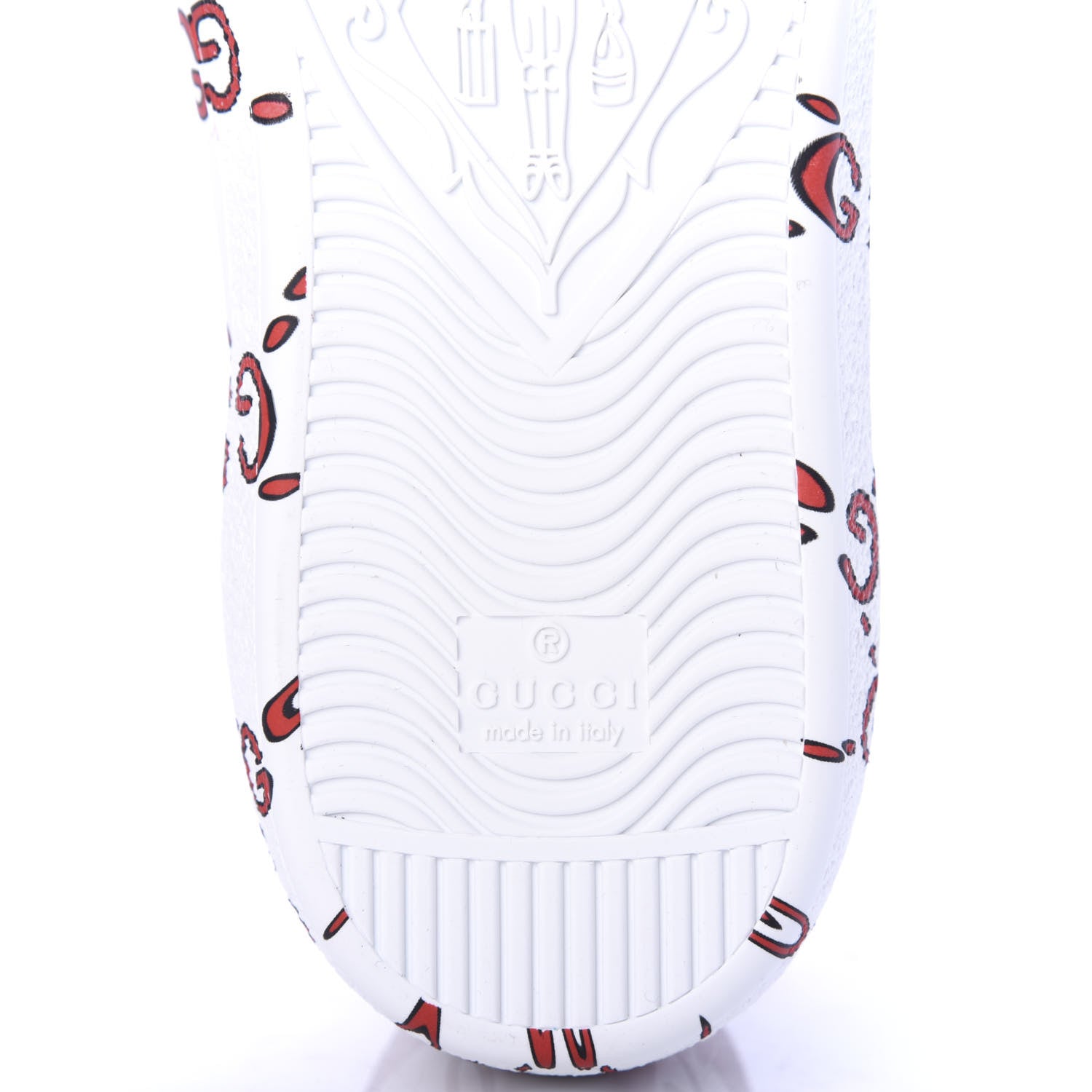 Gucci Calfskin GucciGhost Print Mens Ace Sneakers 8 White Hibiscus Red 6 of 10